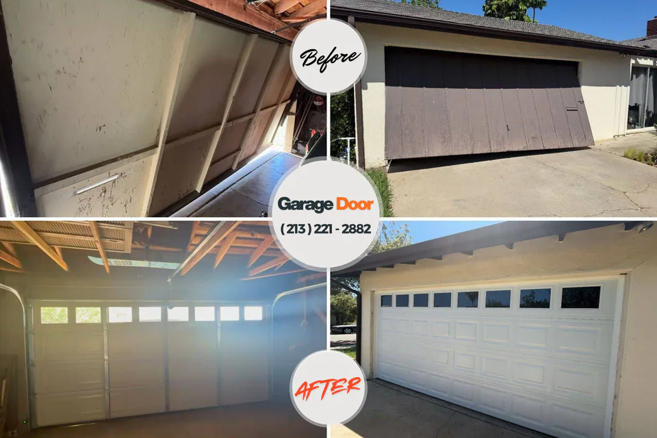 Before and after: garage door repair Bay Shore, NY